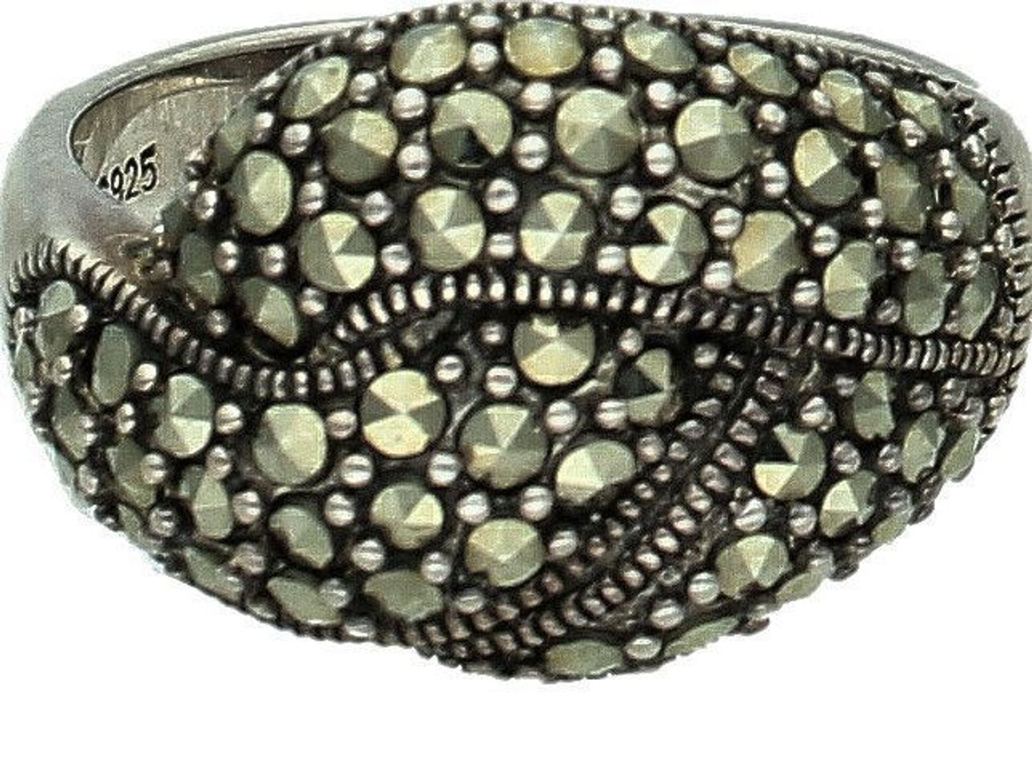 Srebrny pierścionek damski 925 z markazytami rozmiar 16 PM 348markazyt. Srebrny pierścionek damski. Pierścionek damski srebrny nowoczesny wzór. Pierścionek srebrny damski na prezent. Pierścionek z markazytami (2).jpg